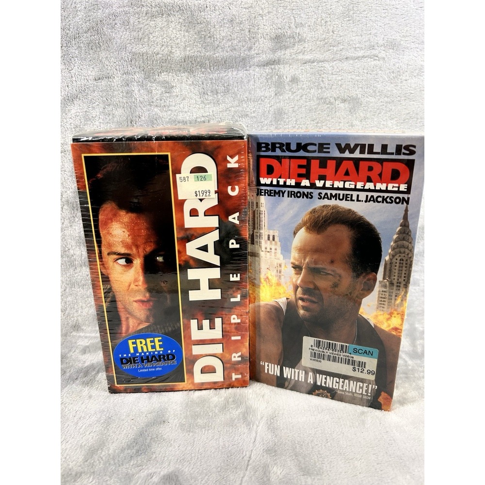 Die Hard VHS Triple Pack & Die‎ Hard With Avengance Bruce Willis Factory Sealed